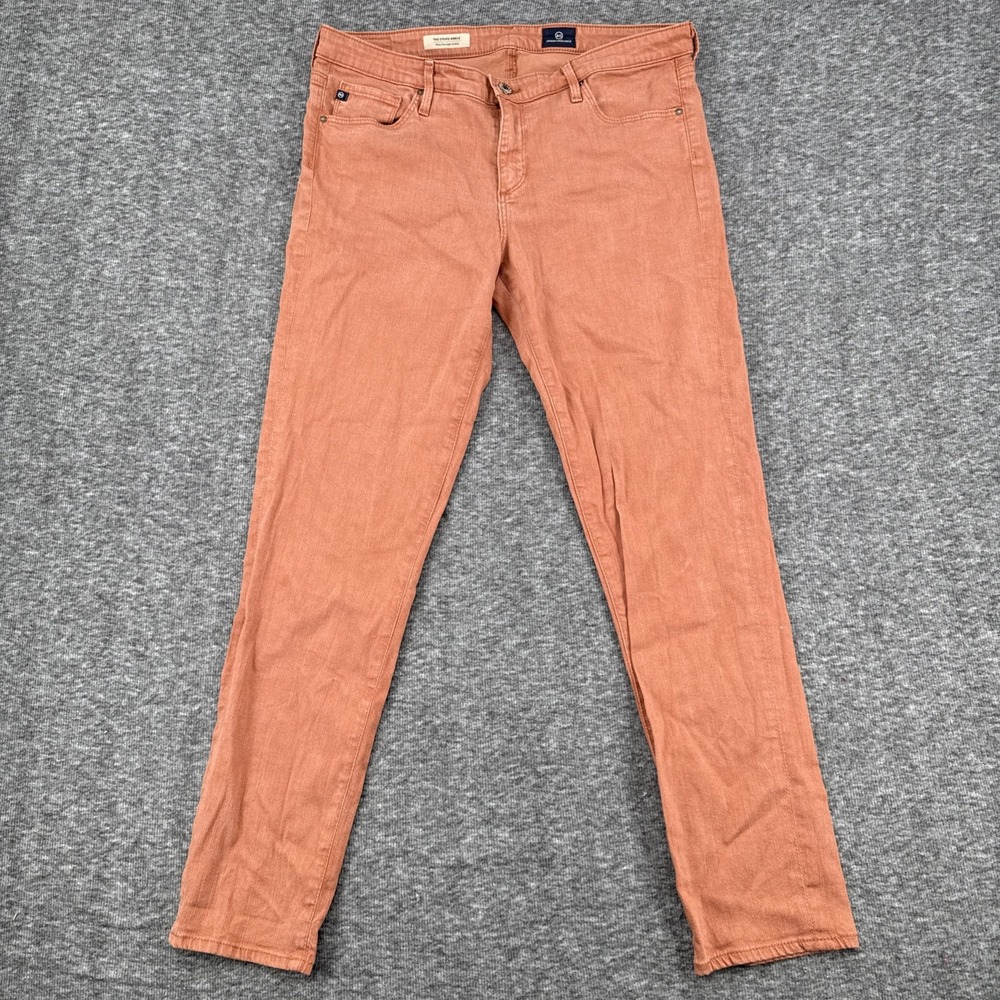 AG Adriano Goldschmied Womens 32R Stevie Ankle Slim Straight Jeans Rust Orange